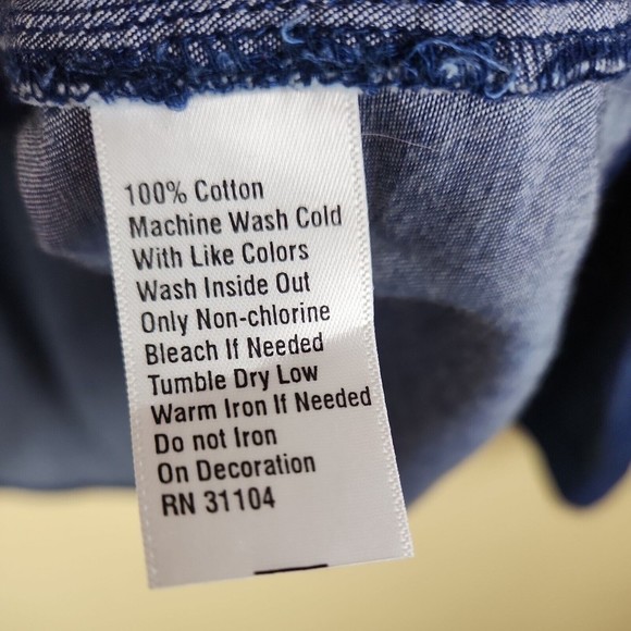NWT‎ New Directions Womens Shirt XLarge Blue Chambray Button Down  Sleeve gem - Picture 9 of 9
